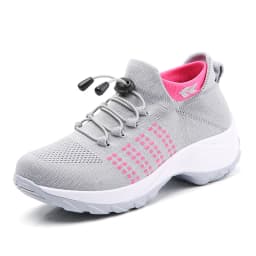 Women Walking Trainers Fashion Fly Weaving Sock Sneakers Breathe Comfortable Nursing Shoes Casual Platform Loafers Non-Slip