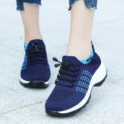 Women Walking Trainers Fashion Fly Weaving Sock Sneakers Breathe Comfortable Nursing Shoes Casual Platform Loafers Non-Slip