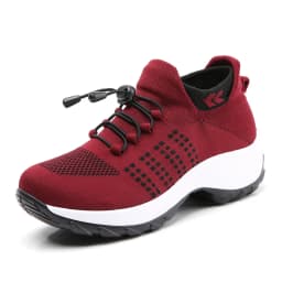 Women Walking Trainers Fashion Fly Weaving Sock Sneakers Breathe Comfortable Nursing Shoes Casual Platform Loafers Non-Slip