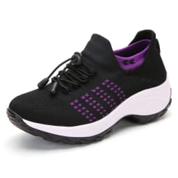 Women Walking Trainers Fashion Fly Weaving Sock Sneakers Breathe Comfortable Nursing Shoes Casual Platform Loafers Non-Slip