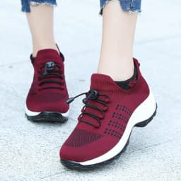 Women Walking Trainers Fashion Fly Weaving Sock Sneakers Breathe Comfortable Nursing Shoes Casual Platform Loafers Non-Slip