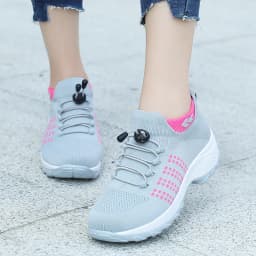 Women Walking Trainers Fashion Fly Weaving Sock Sneakers Breathe Comfortable Nursing Shoes Casual Platform Loafers Non-Slip