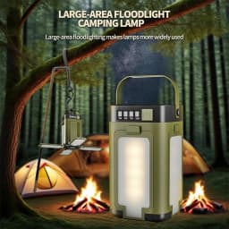 Multifunctional 4-Leaf Foldable Camping Lantern Solar Rechargeable Large Capacity Portable Outdoor Emergency Light