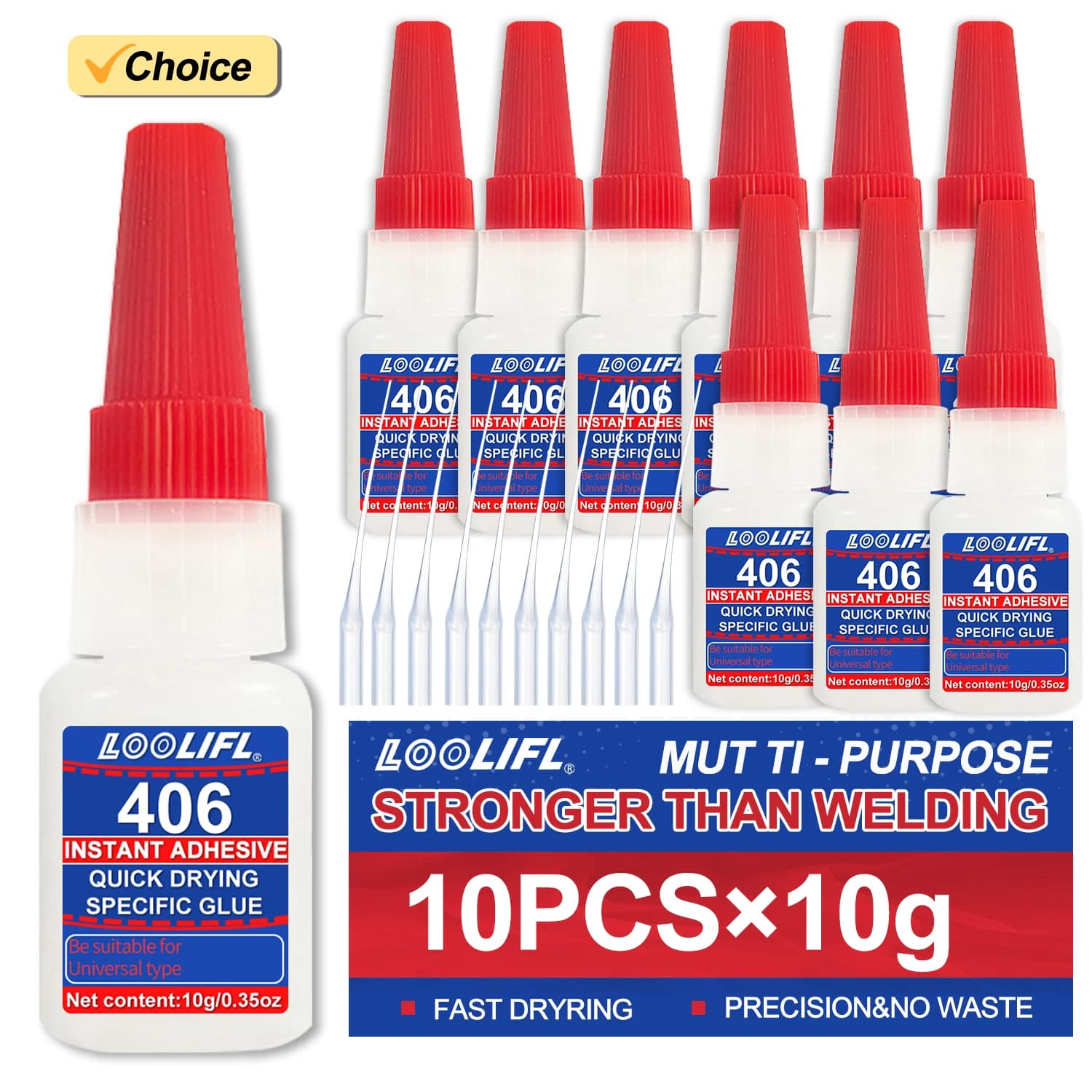 1-10Pcs 406 Super Glue Plastic Professional Adhesive Transparent Cyanoacrylate Glue Fast Drying Odorless Long Lasting Bonding