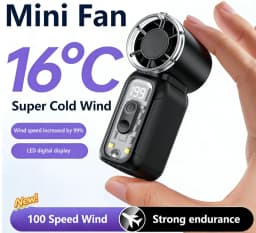 Super Mini Rechargeable Handheld High Speed Fan Powerful Wind Ultra-Quiet Fan Digital Display Popular Summer Fan