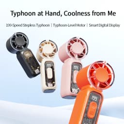 Super Mini Rechargeable Handheld High Speed Fan Powerful Wind Ultra-Quiet Fan Digital Display Popular Summer Fan
