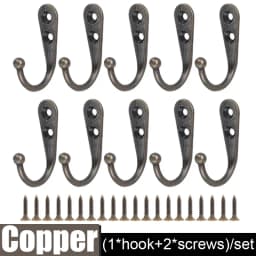 Black Metal Hooks with Screws Wall Mounted Hanging Hook for Coat Towel Bags Caps Hanger Kitchen Bathroom Storage Rack Holder