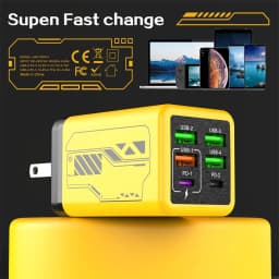 240W 6 in 1 USB Charger Type C Fast Charge Phone Power Adapter For iPhone Samsung Xiaomi EU/US/UK Plug Quick Charge Wall Charger