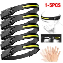 Induction Headlamp LED Head Flashlight USB Rechargeable Headlight with Built-in Battery 5 Lighting Modes Fishing Camping Lantern