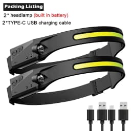 Induction Headlamp LED Head Flashlight USB Rechargeable Headlight with Built-in Battery 5 Lighting Modes Fishing Camping Lantern