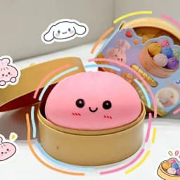 New Realistic Giant Dumpling Squeeze Toy with Bamboo Steamer Soft TPR Dough Ball Decompression Fidget Toy Funny Creative Gift