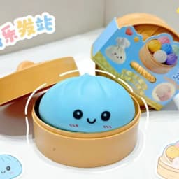 New Realistic Giant Dumpling Squeeze Toy with Bamboo Steamer Soft TPR Dough Ball Decompression Fidget Toy Funny Creative Gift