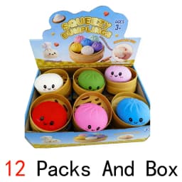 New Realistic Giant Dumpling Squeeze Toy with Bamboo Steamer Soft TPR Dough Ball Decompression Fidget Toy Funny Creative Gift