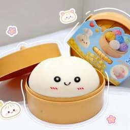 New Realistic Giant Dumpling Squeeze Toy with Bamboo Steamer Soft TPR Dough Ball Decompression Fidget Toy Funny Creative Gift