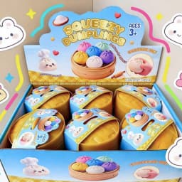 New Realistic Giant Dumpling Squeeze Toy with Bamboo Steamer Soft TPR Dough Ball Decompression Fidget Toy Funny Creative Gift