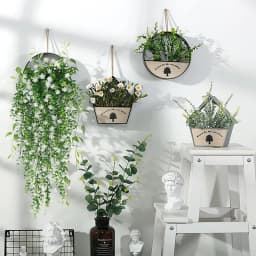 2/4Pcs Artificial Hanging Plants Faux Eucalyptus Leaves Green Vine UV-Resistant Plastic Plants for Home Gardens Wedding Decor