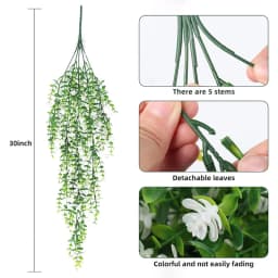2/4Pcs Artificial Hanging Plants Faux Eucalyptus Leaves Green Vine UV-Resistant Plastic Plants for Home Gardens Wedding Decor
