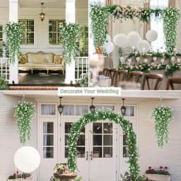 2/4Pcs Artificial Hanging Plants Faux Eucalyptus Leaves Green Vine UV-Resistant Plastic Plants for Home Gardens Wedding Decor