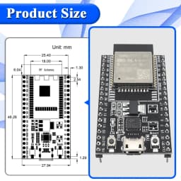 ESP32-WROOM-32U DevKitC WiFi Bluetooth IoT Development Board with 2.4G Antenna & Arduino+ Compatible for Wireless Programming