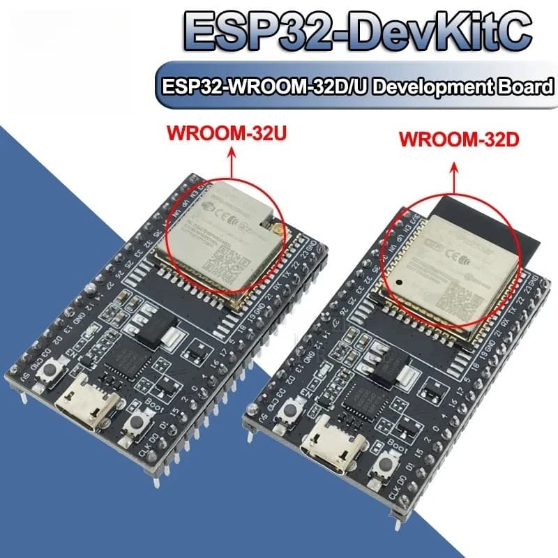 ESP32-WROOM-32U DevKitC WiFi Bluetooth IoT Development Board with 2.4G Antenna & Arduino+ Compatible for Wireless Programming