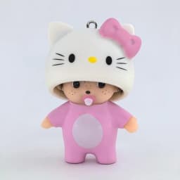 Ins Style Cute Hello Kitty Monchhichi Keychain Vinyl Doll Pendant Couple Style Backpack Hanger Car Decoration Trending Ornament