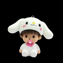 Ins Style Cute Hello Kitty Monchhichi Keychain Vinyl Doll Pendant Couple Style Backpack Hanger Car Decoration Trending Ornament