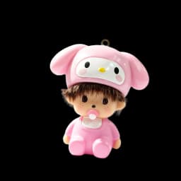 Ins Style Cute Hello Kitty Monchhichi Keychain Vinyl Doll Pendant Couple Style Backpack Hanger Car Decoration Trending Ornament