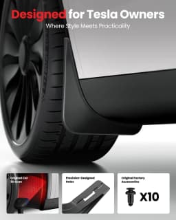 Mud Flaps for Tesla Model Y Model 3 2026 Stay Clean Protect Paint Military Grade All Weather Splash Guards No Drilling Required