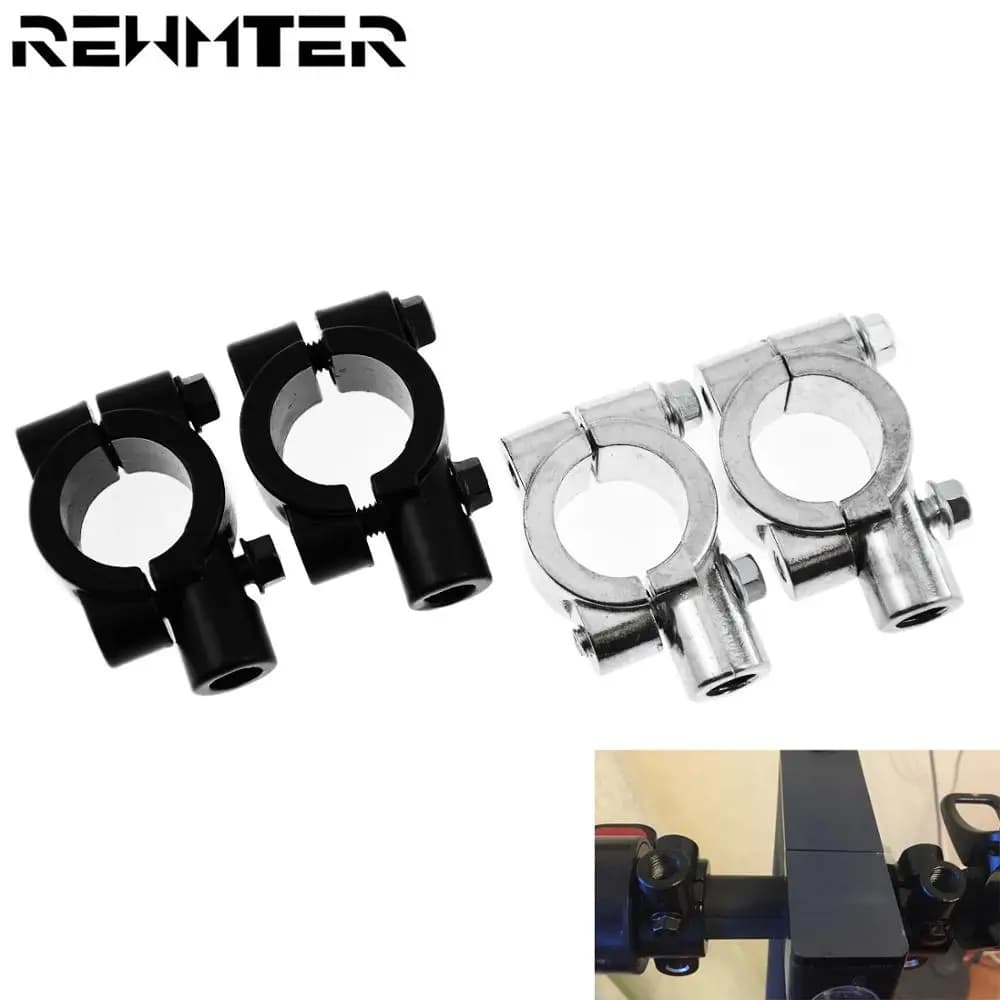 2PCS Black Silver Motorcycle Handlebar Mirror Mount Clamp Rear View Mirror Holder Bracket  22mm 10mm 8mm 10mm 25mm For Harley