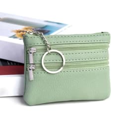 Men Coin Purse Black Pu Leather Double Single Zipper Multi-Function Mobile Phone Coin Purse Fashion Women Mini Wallet 1pc