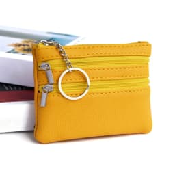 Men Coin Purse Black Pu Leather Double Single Zipper Multi-Function Mobile Phone Coin Purse Fashion Women Mini Wallet 1pc