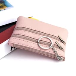Men Coin Purse Black Pu Leather Double Single Zipper Multi-Function Mobile Phone Coin Purse Fashion Women Mini Wallet 1pc