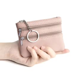 Men Coin Purse Black Pu Leather Double Single Zipper Multi-Function Mobile Phone Coin Purse Fashion Women Mini Wallet 1pc
