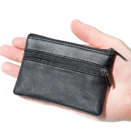 Men Coin Purse Black Pu Leather Double Single Zipper Multi-Function Mobile Phone Coin Purse Fashion Women Mini Wallet 1pc