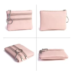 Men Coin Purse Black Pu Leather Double Single Zipper Multi-Function Mobile Phone Coin Purse Fashion Women Mini Wallet 1pc