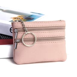 Men Coin Purse Black Pu Leather Double Single Zipper Multi-Function Mobile Phone Coin Purse Fashion Women Mini Wallet 1pc