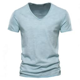 AIOPESON100% Cotton Men T-shirt V-neck Fashion Design Slim Fit Soild T-shirts Male Tops Tees Short Sleeve T Shirt O-neck For Men