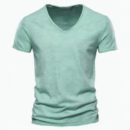 AIOPESON100% Cotton Men T-shirt V-neck Fashion Design Slim Fit Soild T-shirts Male Tops Tees Short Sleeve T Shirt O-neck For Men