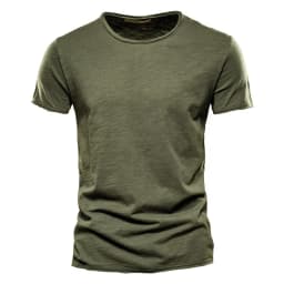 AIOPESON100% Cotton Men T-shirt V-neck Fashion Design Slim Fit Soild T-shirts Male Tops Tees Short Sleeve T Shirt O-neck For Men