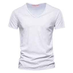 AIOPESON100% Cotton Men T-shirt V-neck Fashion Design Slim Fit Soild T-shirts Male Tops Tees Short Sleeve T Shirt O-neck For Men