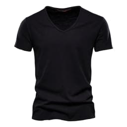 AIOPESON100% Cotton Men T-shirt V-neck Fashion Design Slim Fit Soild T-shirts Male Tops Tees Short Sleeve T Shirt O-neck For Men