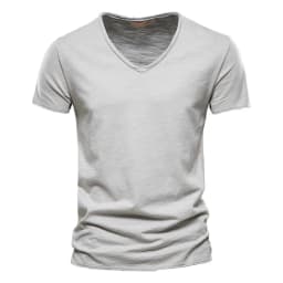 AIOPESON100% Cotton Men T-shirt V-neck Fashion Design Slim Fit Soild T-shirts Male Tops Tees Short Sleeve T Shirt O-neck For Men