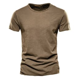 AIOPESON100% Cotton Men T-shirt V-neck Fashion Design Slim Fit Soild T-shirts Male Tops Tees Short Sleeve T Shirt O-neck For Men