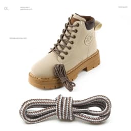 1 Pair 4mm Two-color Striped Round Color Polyester Shoelaces For Work Shoes Martin Boots Leather Boots Shoe Laces 100/120/150CM