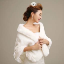 Womens Ladies Wedding Shawl Faux Fur Cashmere Bride Cape Winter Shrug Bolero White