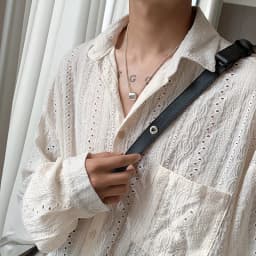 Personalized Shirts Men Handsome Lapel Men Blouse Vacation Hollow Out Sexy Fashion Men Clothing Male Mesh Long Sleeve Shirts