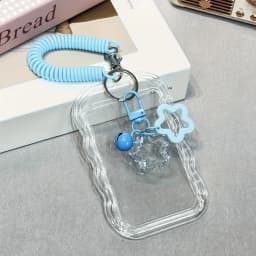 Heavy Duty Expandable ID Badge Holder Keychain Wrist Strap Clear PVC Anti-Theft Card Case Student Campus Xmas Stocking Stuffers