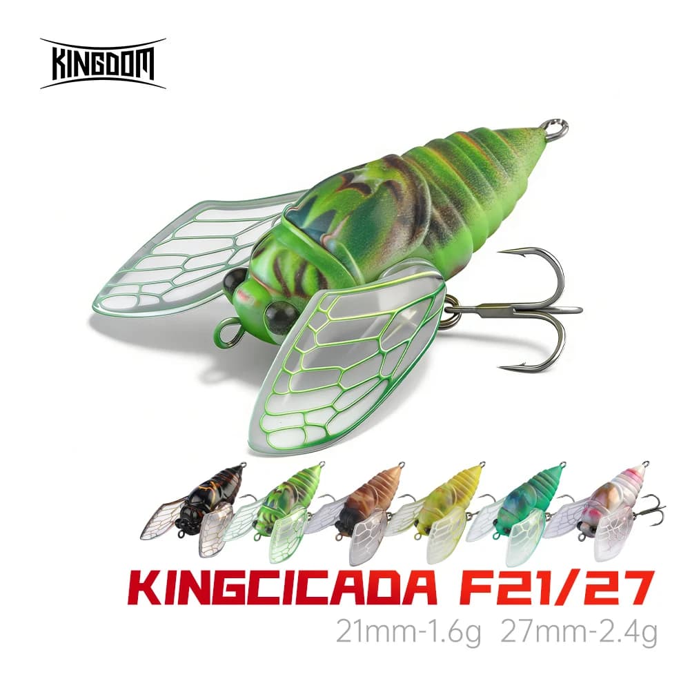 Kingdom Cicada Bionic Fishing Lure 21mm 27mm 1.6g 2.4g Floating Artificial Hard Crankbaits Bass Trout Pike Topwater Fishing