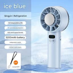 5200mAh Portable Handheld Fan with Double Ice Cooling, High-Speed Rechargeable USB Fan, Foldable Design