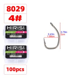 Hirisi 50/100pcs PTFE Coated Carp Fishing Hooks With Eye Micro Barbed High Carbon Steel 8029 Fishing Accessories Spliceable Box